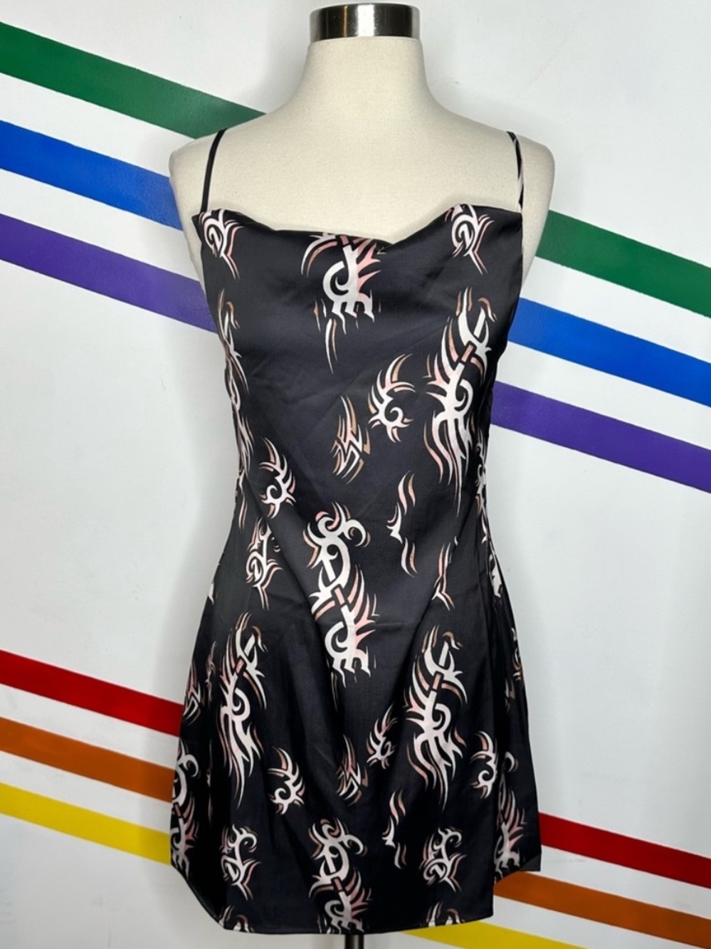 NEW Urban Outfitters UO Mallory Cowl Neck Tribal Tattoo Slip Dress - size small
